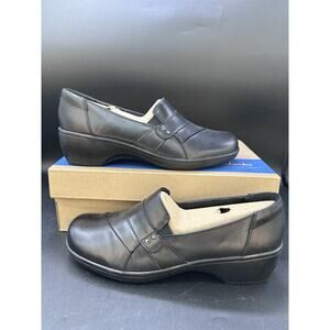 Clarks Collection May Marigold Black Leather Shoes Size 8.5 READ